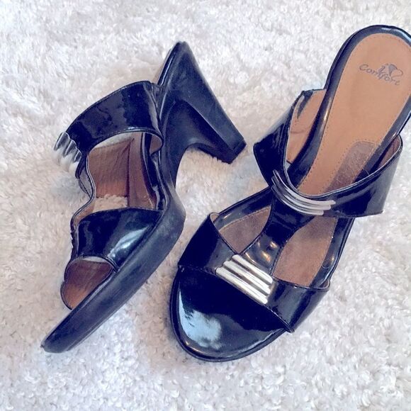 Vintage Black Patent Heels 9M - Picture 1 of 11